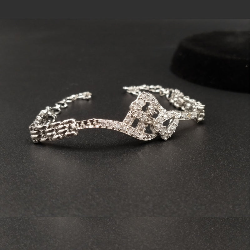 Crystal Studded Infinity Bracelet – Slim Silver Chain Look