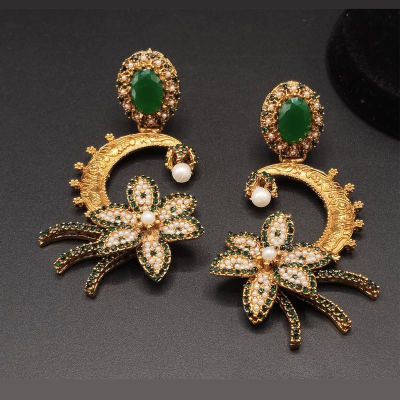 Floral Crescent Chandbali Earrings – Multicolor Stone Bridal Jewelry – Rs. 2500