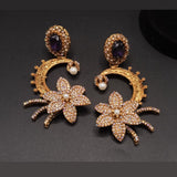 Floral Crescent Chandbali Earrings – Multicolor Stone Bridal Jewelry – Rs. 2500