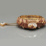 Luxury Antique Gold-Plated Bangle with Pearl & Multicolor Stonework