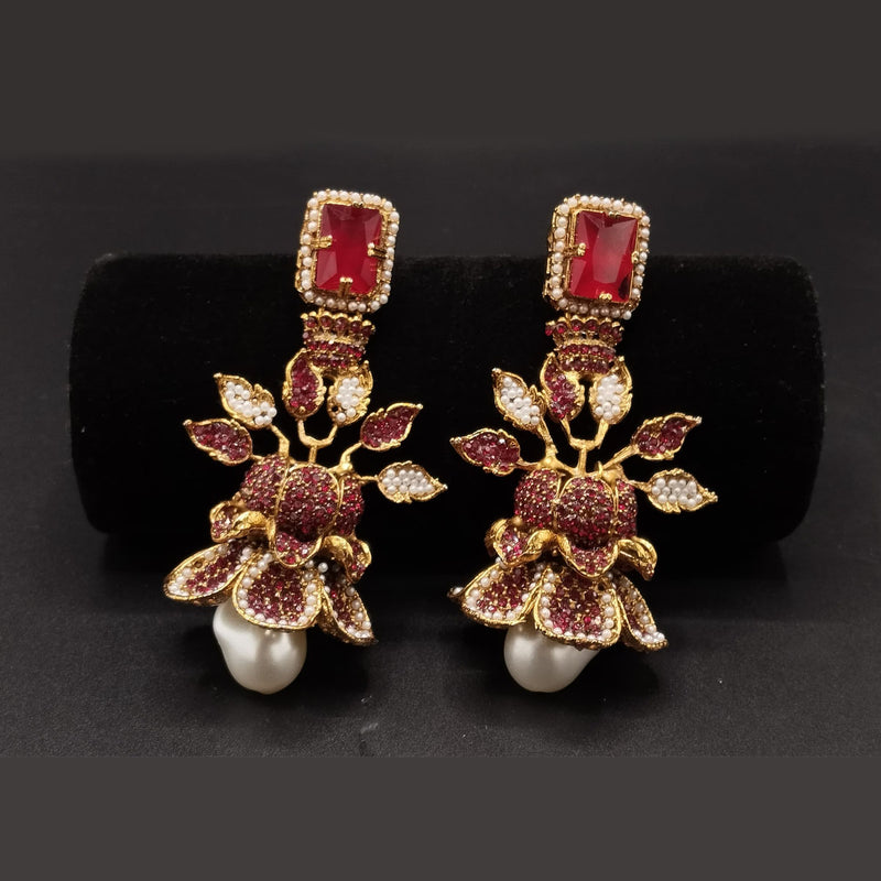 Multicolor Crystal Floral Drop Earrings – Rs,2,750