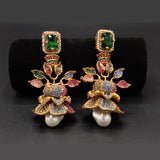 Multicolor Crystal Floral Drop Earrings – Rs,2,750