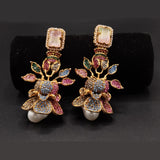 Multicolor Crystal Floral Drop Earrings – Rs,2,750
