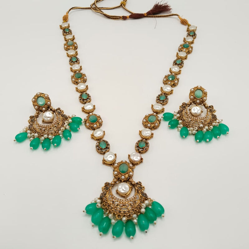 Antique Gold Bridal Jewelry Set with Pearls Beads