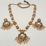 Antique Gold Bridal Jewelry Set with Pearls Beads