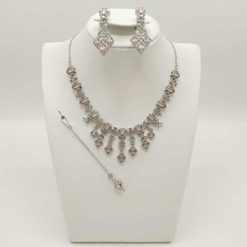 Elegant Silver Plated Stone Bridal Necklace Set
