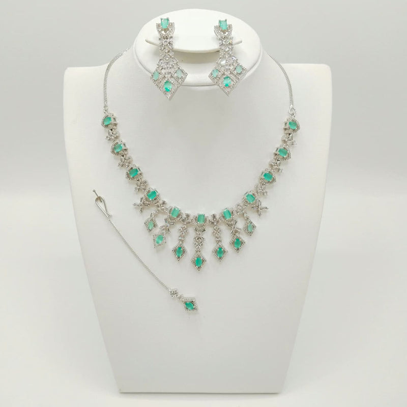 Elegant Silver Plated Stone Bridal Necklace Set