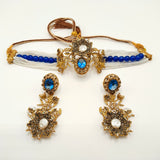 Antique Pearl Choker Necklace Set with Stone Embellished Earrings