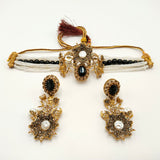 Antique Pearl Choker Necklace Set with Stone Embellished Earrings
