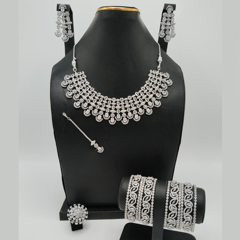 Trendy American Diamond Set – Brass Crafted Jewelry for Women