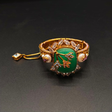 Royal Enamel Work Kangan Bracelet | Gold Tone CZ Bangle with Large Stone & Safety Chain | Hafizpk