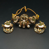 Vintage Turkish Statement Choker Set | Colorful Pave Stone & Pearl Wedding Jewelry