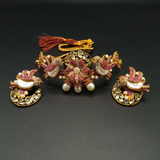 Vintage Turkish Statement Choker Set | Colorful Pave Stone & Pearl Wedding Jewelry