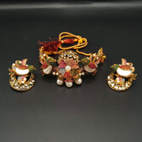 Vintage Turkish Statement Choker Set | Colorful Pave Stone & Pearl Wedding Jewelry