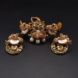 Vintage Turkish Statement Choker Set | Colorful Pave Stone & Pearl Wedding Jewelry