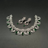 Silver Plated American Diamond Choker Set with Teardrop Stones - Wedding Wear