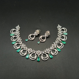 Silver Plated American Diamond Choker Set with Teardrop Stones - Wedding Wear