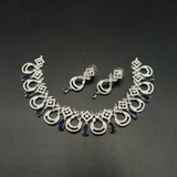 Silver Plated American Diamond Choker Set with Teardrop Stones - Wedding Wear