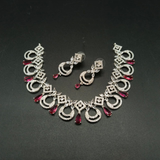 Silver Plated American Diamond Choker Set with Teardrop Stones - Wedding Wear