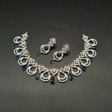 Silver Plated American Diamond Choker Set with Teardrop Stones - Wedding Wear