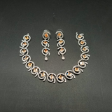 Luxury Teardrop Cubic Zirconia Statement Necklace & Earrings Set - Silver Plated