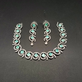 Luxury Teardrop Cubic Zirconia Statement Necklace & Earrings Set - Silver Plated