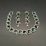 Luxury Teardrop Cubic Zirconia Statement Necklace & Earrings Set - Silver Plated