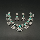 Geometric Swirl Cubic Zirconia Statement Necklace & Earrings Set – Silver Plated Crystal Jewelry