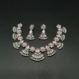 Geometric Swirl Cubic Zirconia Statement Necklace & Earrings Set – Silver Plated Crystal Jewelry