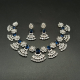 Geometric Swirl Cubic Zirconia Statement Necklace & Earrings Set – Silver Plated Crystal Jewelry