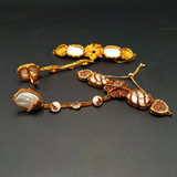 Luxury Baroque Pearl Hand-Chain Bracelet | Crystal Floral Gold-Tone Hathphool | Hafizpk