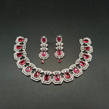 Luxury Emerald Cut Crystal Choker Necklace & Earring Set - Silver-Plated Cubic Zirconia Statement Jewelry for Weddings