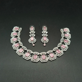 Luxury Emerald Cut Crystal Choker Necklace & Earring Set - Silver-Plated Cubic Zirconia Statement Jewelry for Weddings