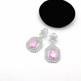 CZ Pave Rhodium-Plated Dangle Earrings – Elegant Bridesmaid, Prom & Party Jewelry