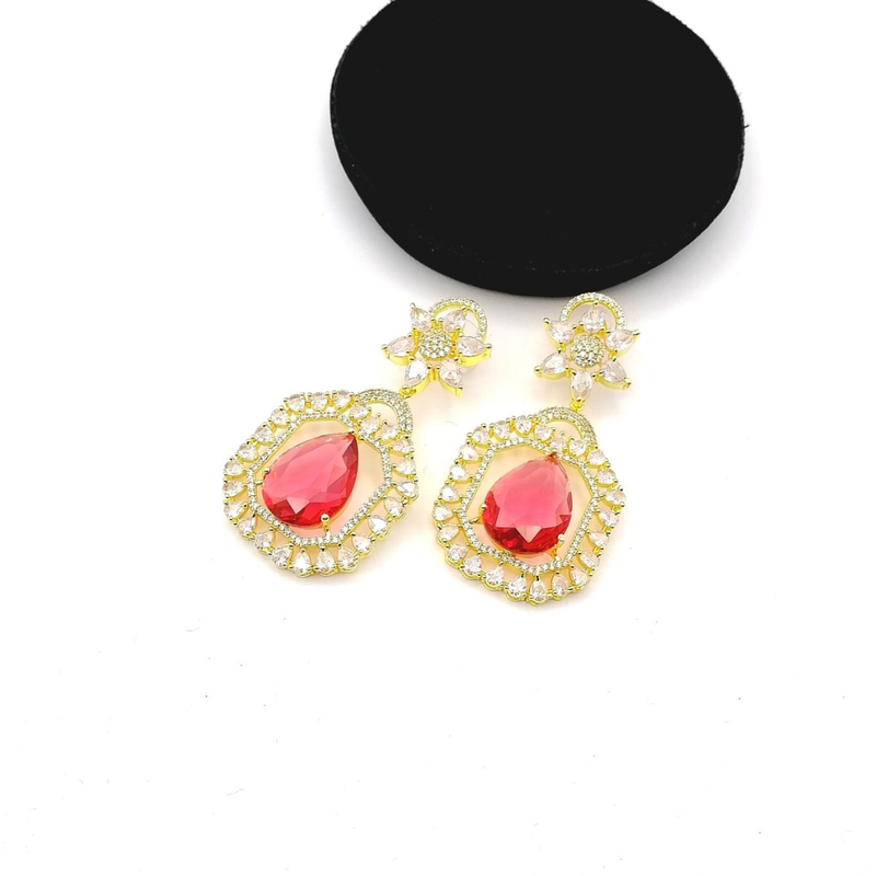 CZ Pave Rhodium-Plated Dangle Earrings – Elegant Bridesmaid, Prom & Party Jewelry