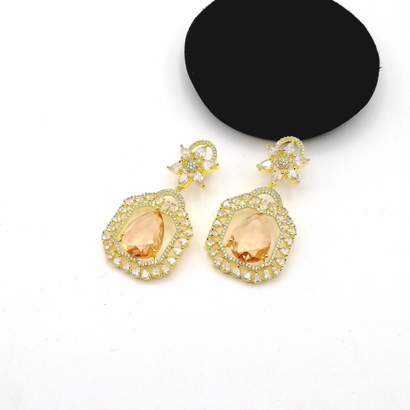 CZ Pave Rhodium-Plated Dangle Earrings – Elegant Bridesmaid, Prom & Party Jewelry