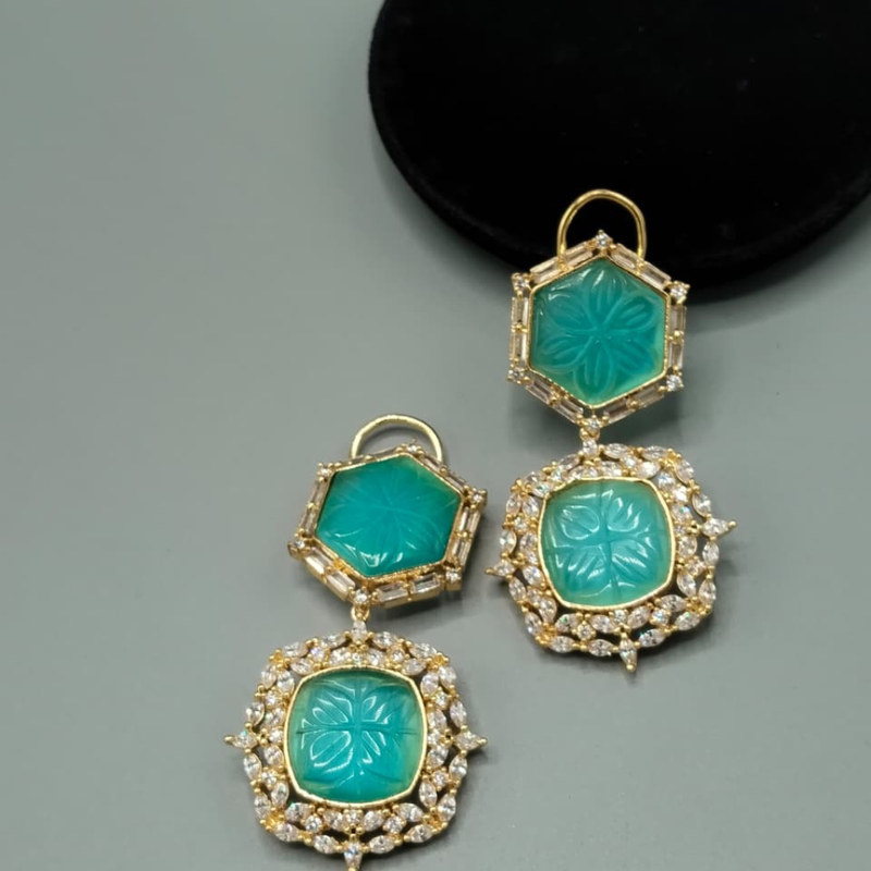 Luxury Geometric Carving Earrings – Gold & Rhodium Plated Statement Drop Dangle Jewelry