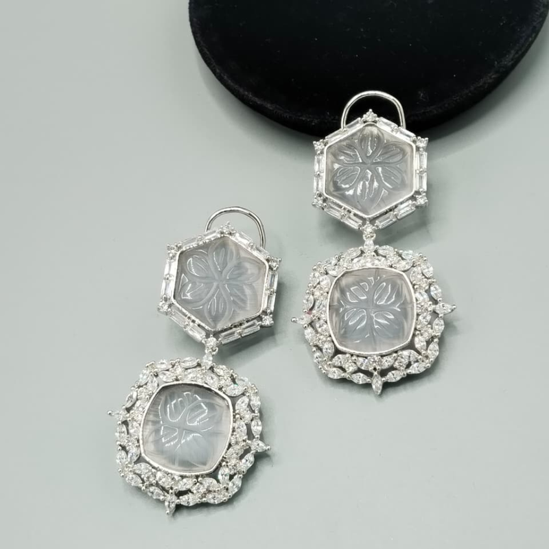 Luxury Geometric Carving Earrings – Gold & Rhodium Plated Statement Drop Dangle Jewelry