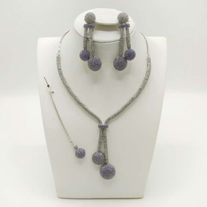 Elegant Bridal Cubic Zirconia Ball Drop Jewelry Set - Gold/Silver Tone