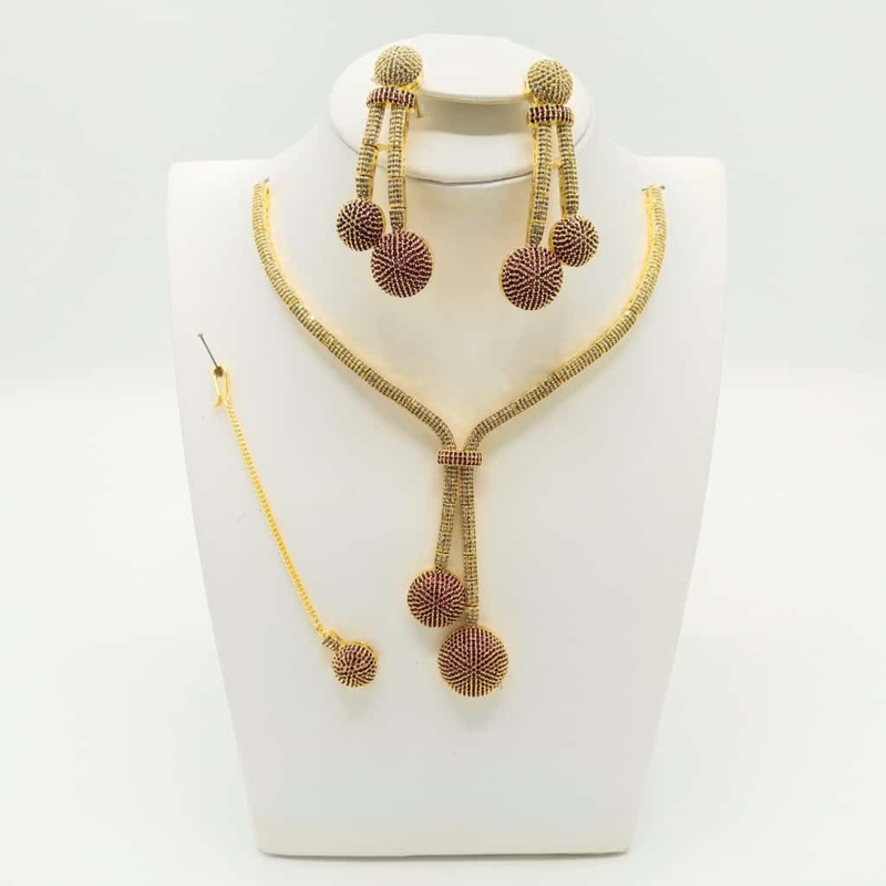 Elegant Bridal Cubic Zirconia Ball Drop Jewelry Set - Gold/Silver Tone