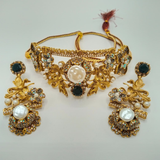 Luxury Antique Gold Plated Choker Set with Pearls – Premium Wedding & Party Jewellery | Hafizpk