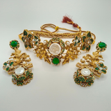 Luxury Antique Gold Plated Choker Set with Pearls – Premium Wedding & Party Jewellery | Hafizpk