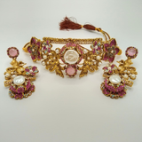 Luxury Antique Gold Plated Choker Set with Pearls – Premium Wedding & Party Jewellery | Hafizpk