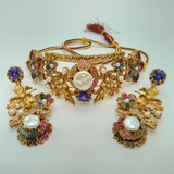 Luxury Antique Gold Plated Choker Set with Pearls – Premium Wedding & Party Jewellery | Hafizpk