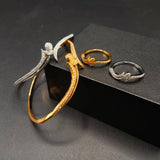 Minimalist Adjustable Bracelet and Ring Set – Gold & Silver Tone Finishes