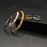 Minimalist Adjustable Bracelet and Ring Set – Gold & Silver Tone Finishes