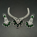 Exquisite AD Stone Choker Set with Large Teardrop Drops - High-End Indian Bridal Jewelry - Available in Ruby Red, Emerald Green, Rose Pink and silver