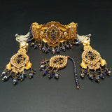Turkish Boho Choker Jewelry Set | Multi-Layer Bead & Pearl Necklace with earrings and mang tikka | Hafizpk