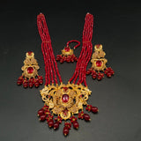 Royal Kundan Mala Jewelry Set with Maang Tikka & Earrings – Traditional 5-Layer Long Necklace Rani Haar for Bridal & Wedding Wear