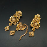 Traditional Earrings & Maang Tikka Set – Antique Gold Finish